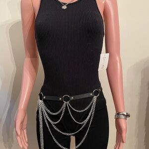 PacSun Black Belt with Silver Chains